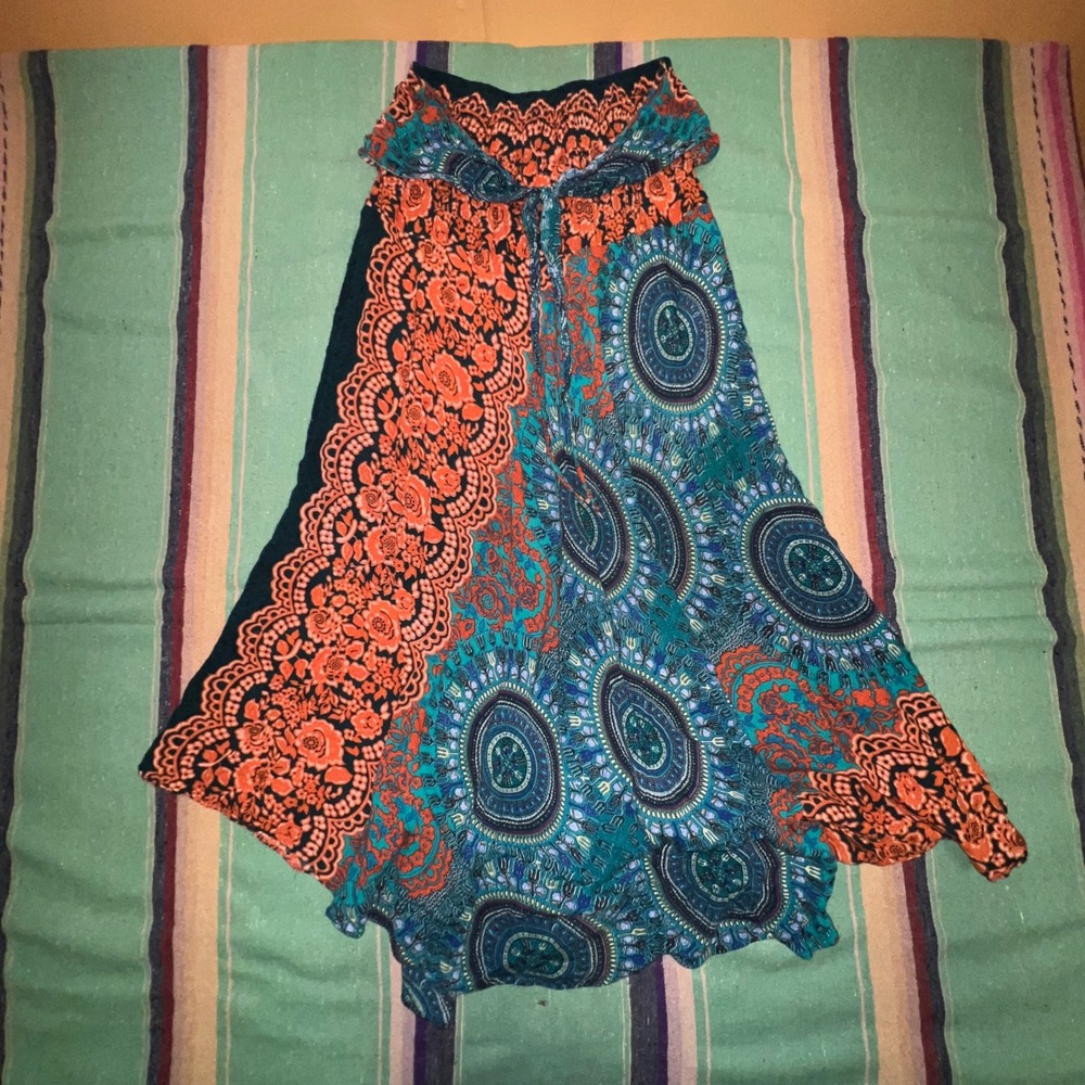 Earthbound Trading Co Maxi Skirt Womens M Multi Color Boho Mandala Patchwork